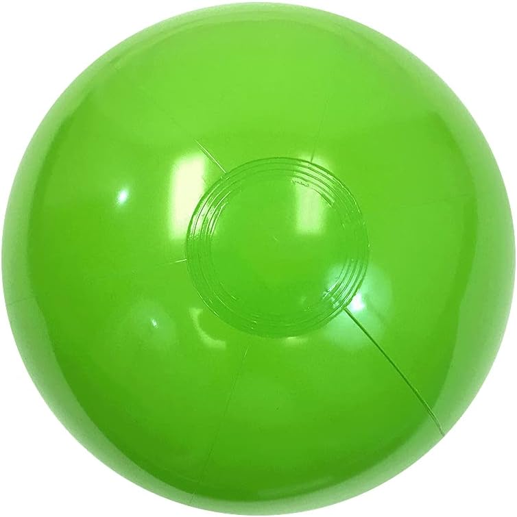 16-Inch Deflated Size Solid Lime Green Beach Ball - Inflatable to 12-Inches Diameter