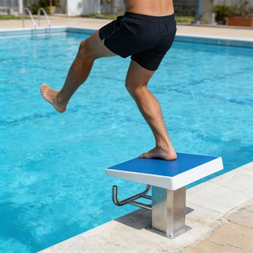 19.7" Pool Diving Starting Block - Durable Stainless Steel Jumping Platform with Backstroke Handle for Inground Swimming Pools, Perfect for Competitive Swimmers