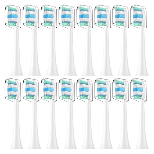 Toothbrush Heads for Philips Sonicare Replacement Brush Heads with Protective Cover Soft Dupont Bristles Electric Toothbrush Replacement Heads for Oral Health, 16 Pack