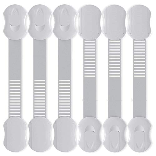 Tiny Patrol Child Proof Cabinets, Drawers, Toilet Seat, Fridge and Oven with 3M Adhesive & Adjustable Strap Latch System [EASY TO USE FOR BUSY PARENTS] Re-Usable And Multi-Purpose - 6 PACK