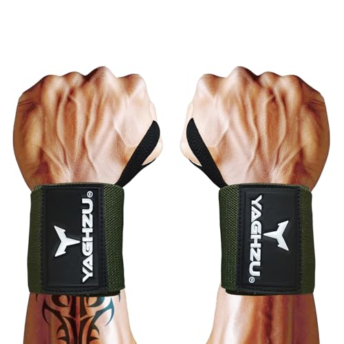 Yaghzu Premium Weightlifting Wrist Straps - 18 Inch Heavy Duty Gym Wraps With Thumb Loop & Adjustable Support