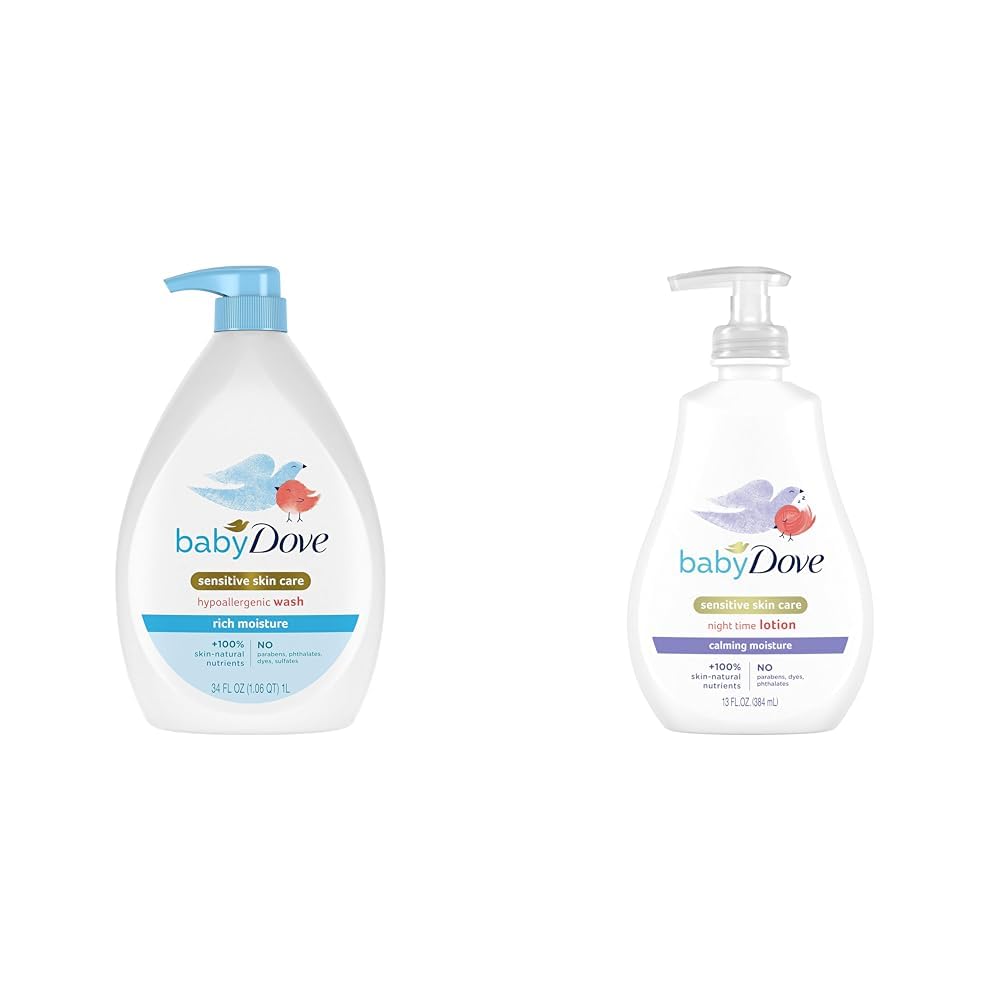 Baby Dove Sensitive Skin Care Baby Wash Rich Moisture For Baby Bath Time Tear-Free & Sensitive Skin Care Baby Lotion For a Soothing Scented Lotion Calming Moisture