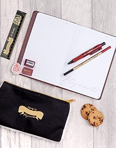 Harry Potter Stationery Set Boys & Girls | A5 Hogwarts Book, Notepad, Ruler, Writing Pen, Pencil, Eraser & Fluffy Hedwig Pencil Case | Back to School Gifts