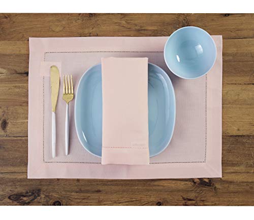 Solino Home Cotton Linen Napkins Pink – Cloth Fabric Hemstitch Dinner Napkins 20 X 20 Inch – Set Of 4 Napkins For Summer, Wedding, Kitchen, Dining – Handcrafted And Machine Washable #TOP1