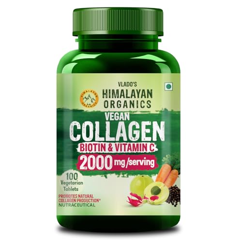 Vlado's Himalayan Organics Vegan Collagen 2000Mg | Good For Glowing Skin - 100 Veg Tablets