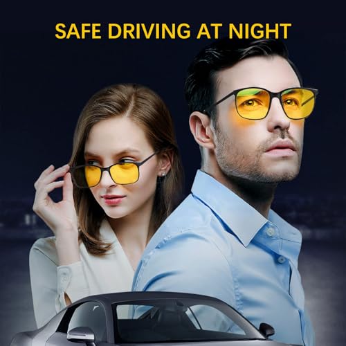 Image of Oilway Night Vision Driving Glasses for Women & Men - Anti Glare Blue Light Blocking Computer Glasses with HD Clarity, Premium Protection | Nighttime Safety Eyewear for Screen Use & Road Travel