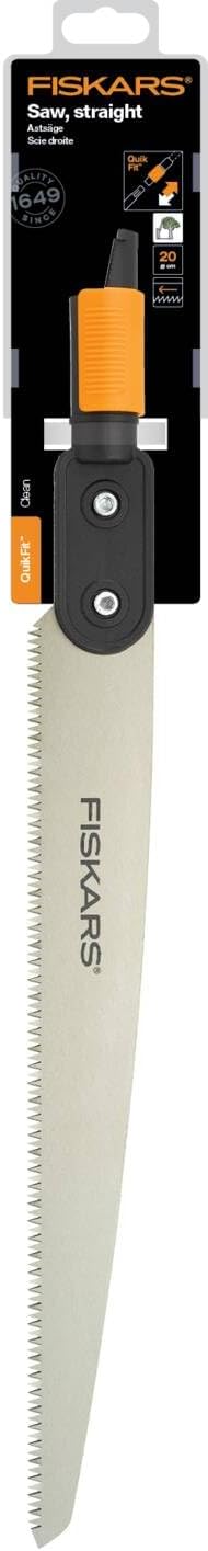 Fiskars Straight Saw for Small Sawing Jobs, Tool Head, Length: 52 cm, Hardened Steel, Black/Orange, QuikFit, 1000692