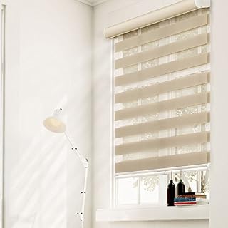 Chicology Free-Stop Cordless Zebra Roller Shades / Combi Blind Curtain Drape, Dual Layer