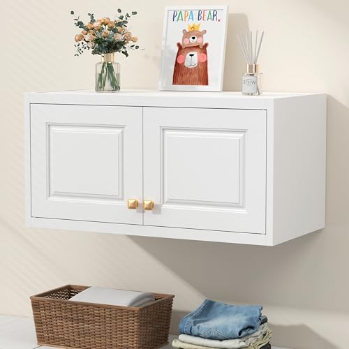15" Wall Mounted Storage Cabinet, Small Armoire Wardrobe Closet, Small Hanging Cabinet for Bedroom School, Employee, Gym, Armarios De Ropa para Dormitorio, Assembly Required, White White 15"