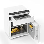 Smart Biometric Nightstand Safe with Wireless Charging, Bluetooth, White - Image 4
