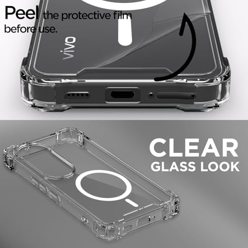 Image of Pikkme Back Cover for Vivo T4 Ultra 5G Mag-Safe Shockproof PC + TPU Protective Case Magnetic Support Bumper Case (Transparent Mag-Safe)