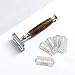 Wowe Lifestyle Double Edged Safety Razor with Long Natural Bamboo Wood Handle, Experience A Better Shave, Includes 5 Blades, Eco Friendly Grooming for Men and Women… (Silver)