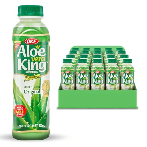 OKF CORPORATION Aloe Vera King Drink with Pure Aloe Pulp, Variety Flavors, 16.9 oz. (Original, Pack of 20), Korean Premium Health Beverage