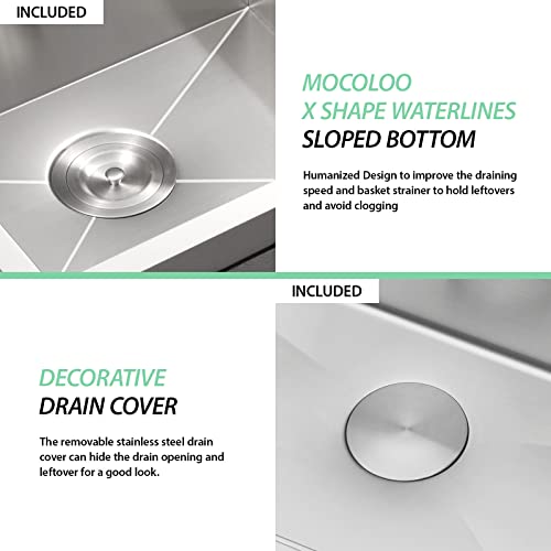 25 Drop Kitchen Sink Workstation - Mocoloo 25X22 Drop In Topmount Kitchen Sink 16G Stainless Steel Single Bowl Deep Sink Ledge Round Corner Overmount Laundry Sink #TOP4