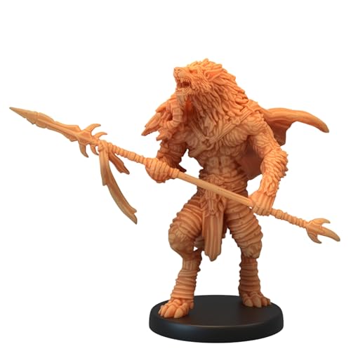 Unpainted DND Werewolf Alpha Spear Miniature Figurine, Tabletop Gaming Collectible, Fantasy World, Ideal Gift for Dungeon Masters and Collectors Alike - Designed by Epic Miniatures