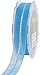 May Arts 7/8-Inch Wide Ribbon, Turquoise Sheer with Satin Stitches