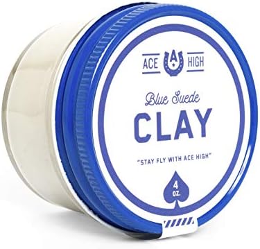 Ace High Blue Suede Hair Clay for Men, Strong Hold, Matte Finish, 4 oz