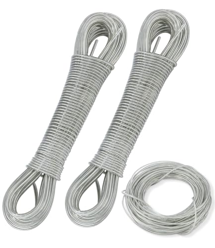 40m Cuerda tendedero Exterior, 2 * 20M Cuerda Tender Ropa Exterior con núcleo de Acero, Cuerda de Acero plastificado Varias Medidas a Elegir, tendedero Exterior,tendedero Exterior