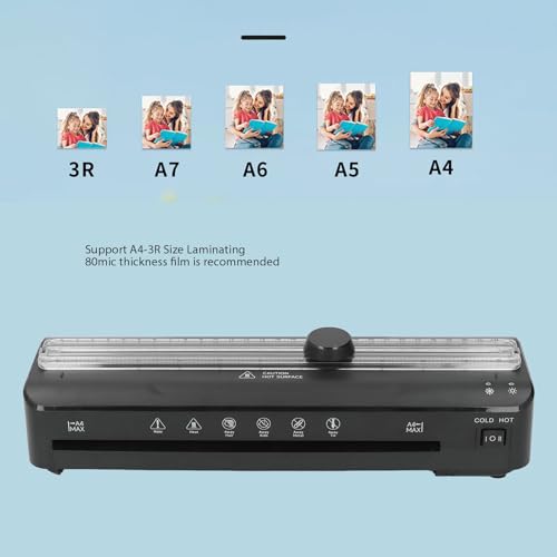 Laminator Machine, A4 Thermal Laminator Machine, Hot and Cold Thermal Laminator, for Doc Posters Photo, Personal Laminating Machine, for Home Office School (Dpofirstu4omsg9vc-12) - Thumbnail 3