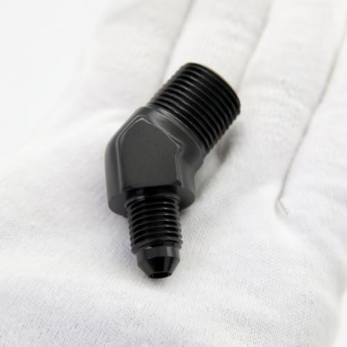 Codo de aluminio negro AN4 de 45 grados con rosca macho 3/8 NPT anticaídas 8
