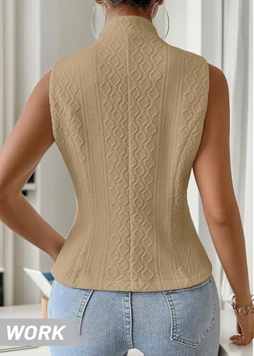 Image of Mina Self Women's 2026 Summer Lightweight Knit Vest Top - Breathable Stretchy Floral Trendy Casual Work Office Slim Waistcoat