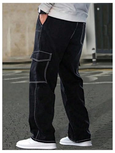 GORGLITTER Men's Baggy Pants Casual Wide Leg Cargo Pants Y2K Designer Streetwear Trousers2