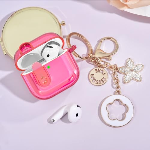 Image of (with Safety Lock) Clear Case Compatible with Cute Apple Airpods 4 Cases 2024 Women, VISOOM Soft TPU Transparency Air pods 4 Gen Case iPods 4 Earbuds Case Girl Bling Keychain for Airpod iPod 4th Gen