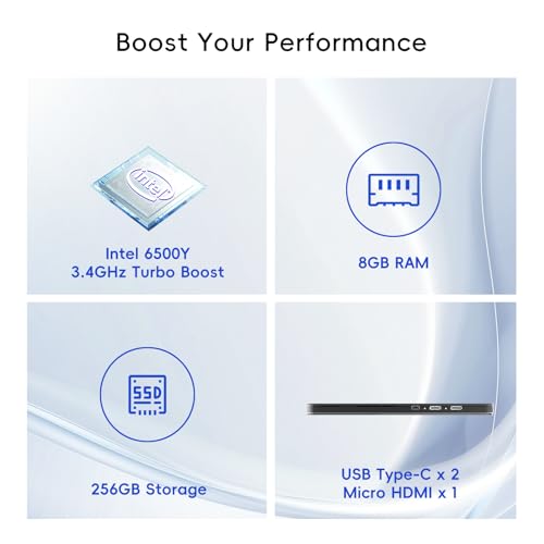Image of 2-in-1 Laptop /Tablet (2026), Windows 11 PC with Magnetic Keyboard, 1-Year Office 365, 10.1 inch FHD IPS Touchscreen, 8GB RAM 256GB SSD, 6500Y Processor, USB-C, 2 Stereo Speakers for Home Office Students