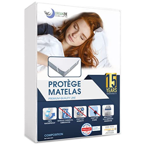 Dreamzie Protège Matelas 90x190 cm Imperméable Certifié Oeko TEX - Alese en Coton Respirant avec 4 Coins Elastiques