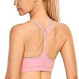 CRZ YOGA Women's Low Impact Strappy Padded Sports Bra for Women Y Racer Back Spaghetti Straps Yoga...