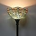 WERFACTORY Tiffany Floor Lamp Sea Blue Stained Glass Dragonfly Light 12X12X71 Inches Pole Torchiere Standing Corner Torch Uplight Decor Bedroom Living Room Home Office S147 Series