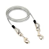 Cable Tie Out for Dogs | 10 ft Length 100 lbs Break Strength Galvanized Braided Steel Cable with PVC...