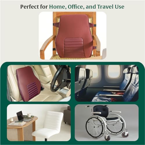 Image of The White Willow Back Support for Office Chair Cushion-Memory Foam Car Seat Back Rest Cushion for Driving-Lumbar Back Support Cushion for Lower Back Pain-BackRest Cushion-Chair Back Pillow-Berry