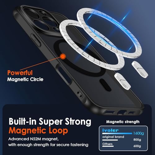 Image of Amozo for iPhone 16 Pro Max Back Case Cover | Defence Series Matte Mag-Safe Camera & Drop Protection Back Cover Case for iPhone 16 Pro Max (Black|Polycarbonate)