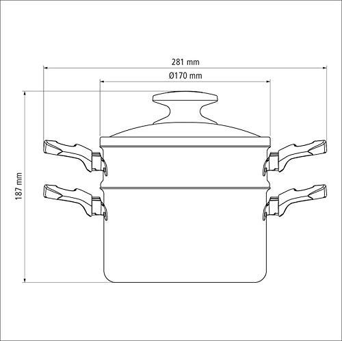Cozi-vapore Em Alumínio Com Revestimento Interno Antiaderente Starflon T1 Ø16cm Tramontina Vermelha
