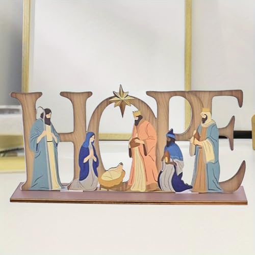 Halbeira Nativity Sets for Christmas Indoor Decor Christmas Wooden Decorations for Holiday Garden Lawn Yard Xmas Home Table Shelf