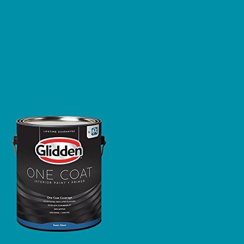 Glidden Interior Paint + Primer: Teal/Aqua Interior Paint /Mediterranean Blue, One Coat, Semi-Gloss, 1 Gallon