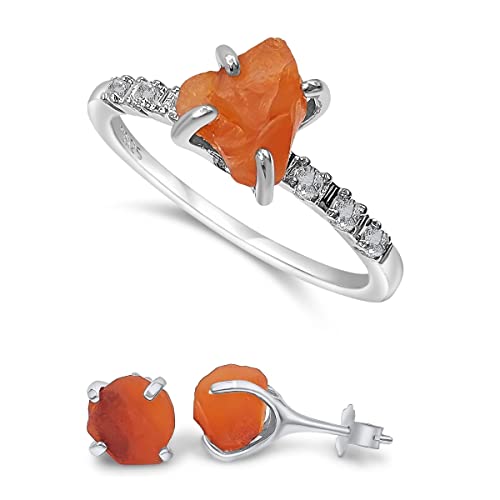 Raw Carnelian stud Earrings and Dainty...