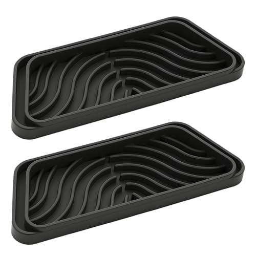 2 Pack Silicone Refrigerator Drip Tray Catcher Universal Fridge Water and Ice Dispenser Overflow Mat Reusable Anti-Spill Drip Pad for Whirlpool Samsung LG Frigidaire Cut-to-Fit Design