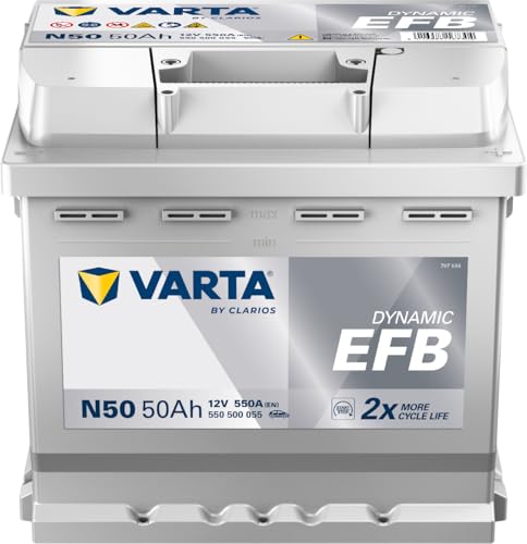 VARTA Automotive DYNAMIC EFB (N50) 12V 50Ah 550A - Nassbatterie für Start-Stopp Systeme - Starterbatterie für Autos mit erhöhtem Energiebedarf - Wartungsfreie Bleisäurebatterie