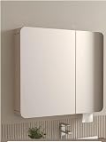 洗面化粧台ミラーキャビネット 収納キャビネット LED照明付き 防曇スマート鏡 壁掛け 洗面所収納 用紙取り出し穴付き タッチセンサー アルミニウム製 MumuElf (80*13*65cm,カーキ)