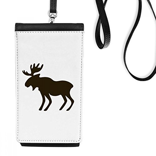 Bourse smartphone noir en faux cuir avec motif élan mignon par DIYthinker