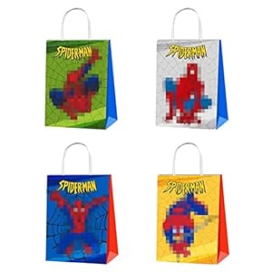 BESTZY 12PCS Spiderman Sac en Papier, Sac de Cadeau Chérie Bonbons Collation, Sac de Fête D’anniversaire Pour Enfants…