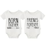 YSCULBUTOL Baby Twins Vestiti Best Friends Forever Baby Body Set Amici Ispirato Gemelli Abiti - - 0-3 mesi