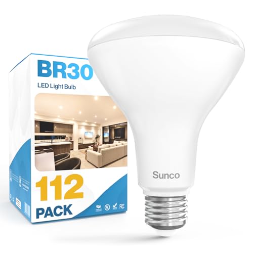 Sunco 112 Pack BR30 Light Bulbs LED, Recessed Can Light Bulbs, Indoor Flood Bulb, 850 LM, 11W (65W Equivalent), 6000K Daylight Deluxe, Dimmable, E26 Base, for Home, Kitchen, Bedroom UL
