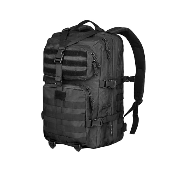 AZULDEZ 40L Military Tactical Backpack for Men, Tactical Laptop Backpack with Molle Waterproof, Army 3 Days Assault Pack & Bug Out Bag for Hiking (09-Black)