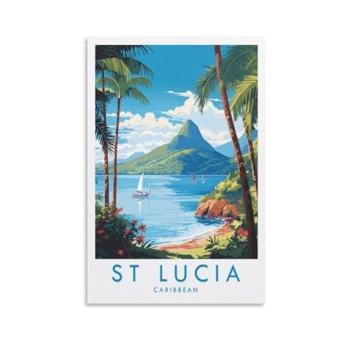 QFC ARTS St Lucia Travel Print Poster Canvas Wall Art Poster Home Room Decor Picture 08x12inch(20x30cm)
