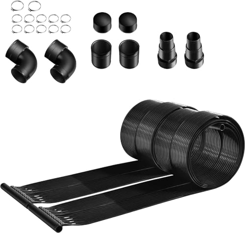 SPOTRAVEL 2PCS Solar Pool Heater, Pool Heating Panels with Complete Accessories and Efficient Heat Absorption, Weatherproof Pool Heating Mat for Ground, Inclined Frame & Roof