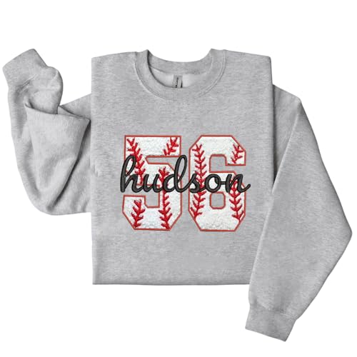 GODMERCH Personalized Embroidered Baseball Sweatshirt, Baseballs Mama Mom Shirt, Chenille Patch Sweatshirts, Custom Sweatshirts, Baseballs Player Gifts, Baseball Team
