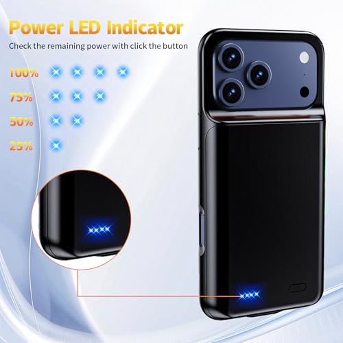 Funda con batería para iPhone 17 Pro carcasa recargable negra YONHUIZI Nwe 4